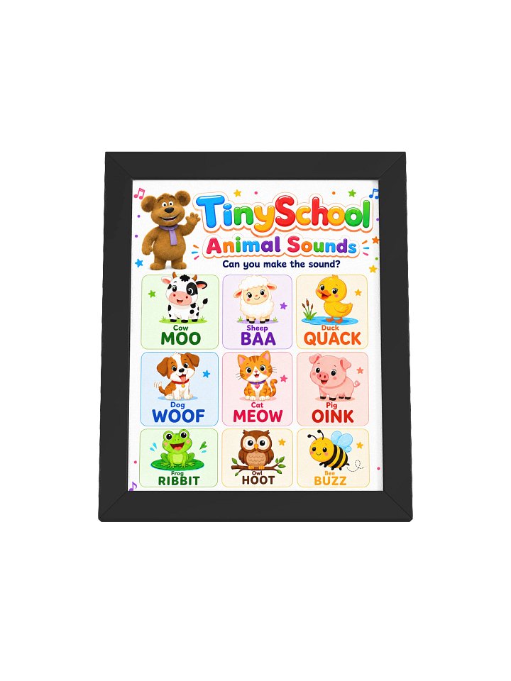 TinySchool Animal Sounds — Framed Kids' Learning Poster product image (2)