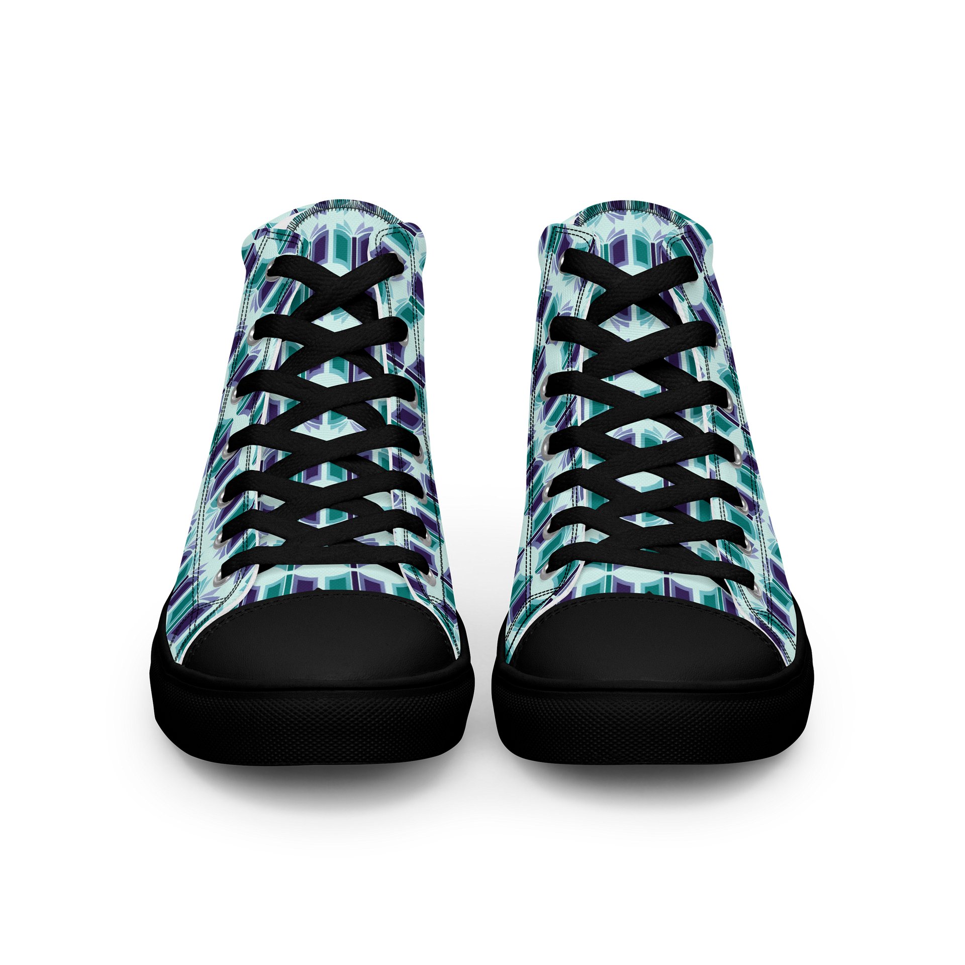 Women's High Top Canvas Shoes (Light Teal Background) product image (3)