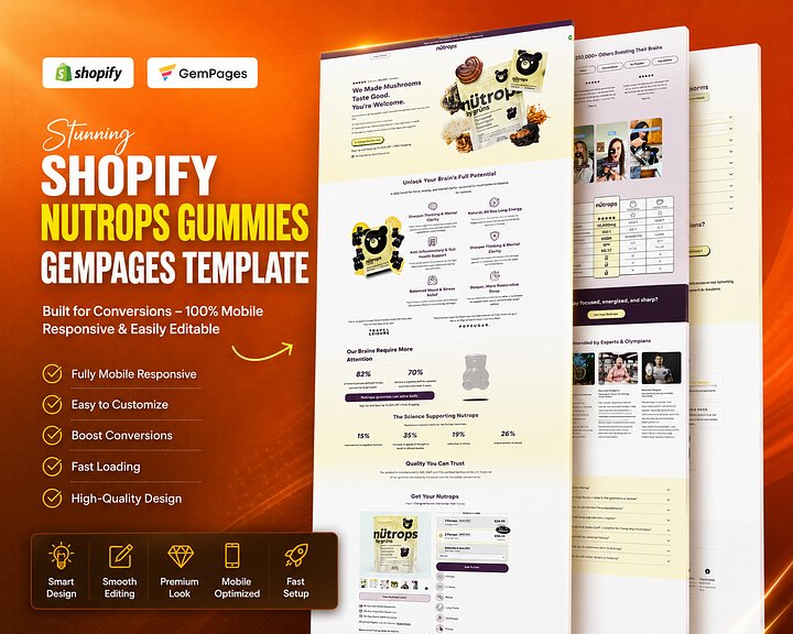 Nutrops Gummies Gempages Template product image (1)