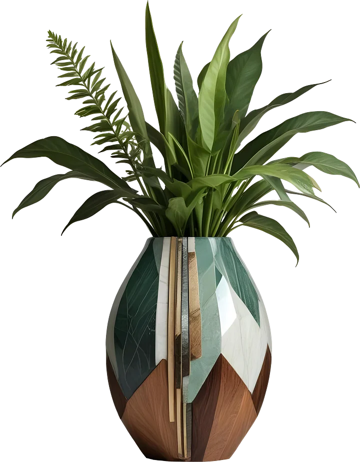 Luxe Botanique – Geometric Harmony Vase PNG product image (1)