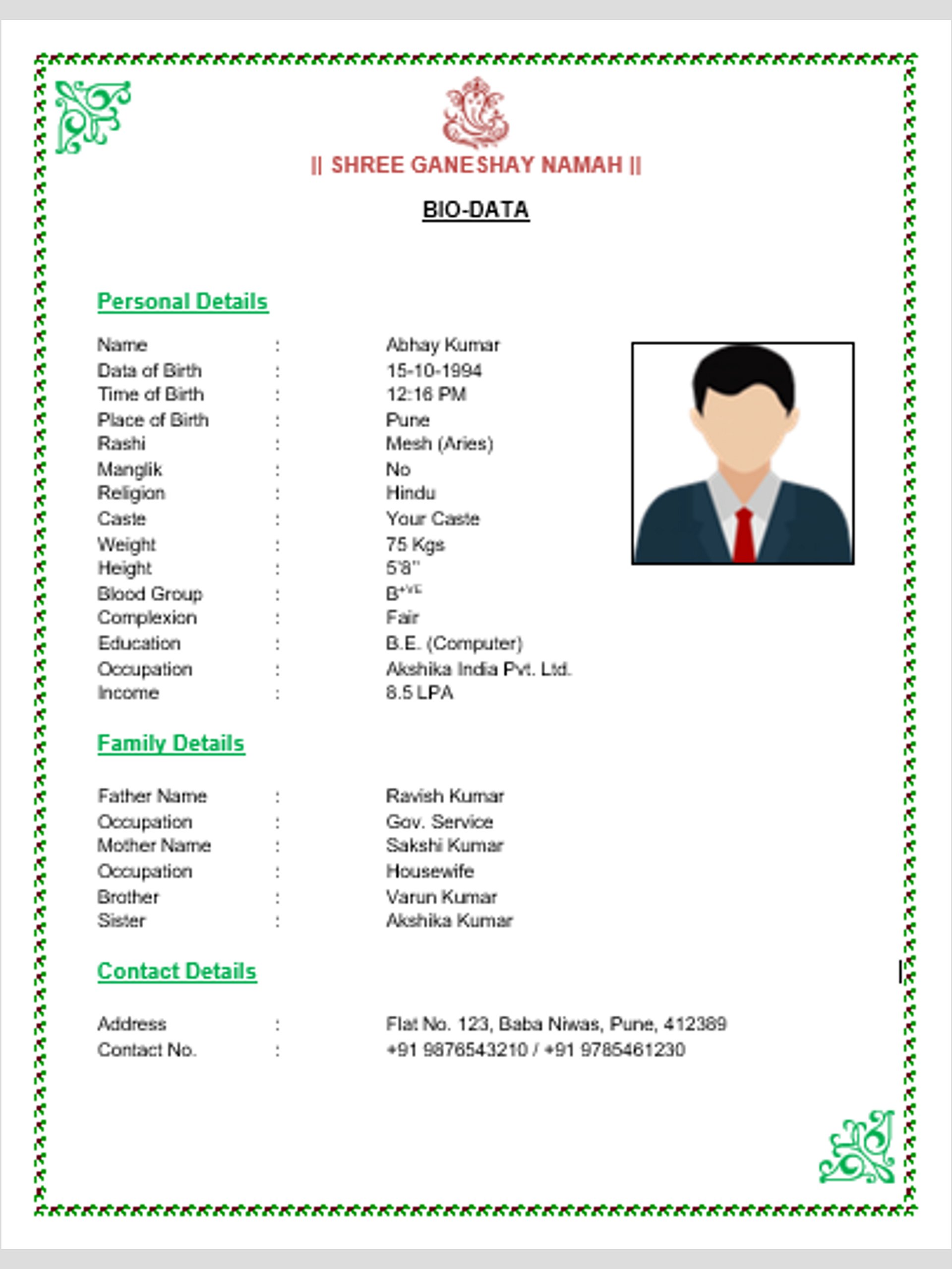 Create Your OWN Marriage Biodata in MS Word product image (1)