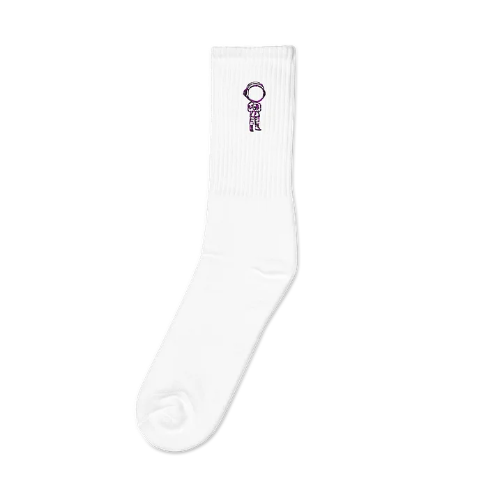 White Socks with Black Outline Astronaut Logo product image (1)
