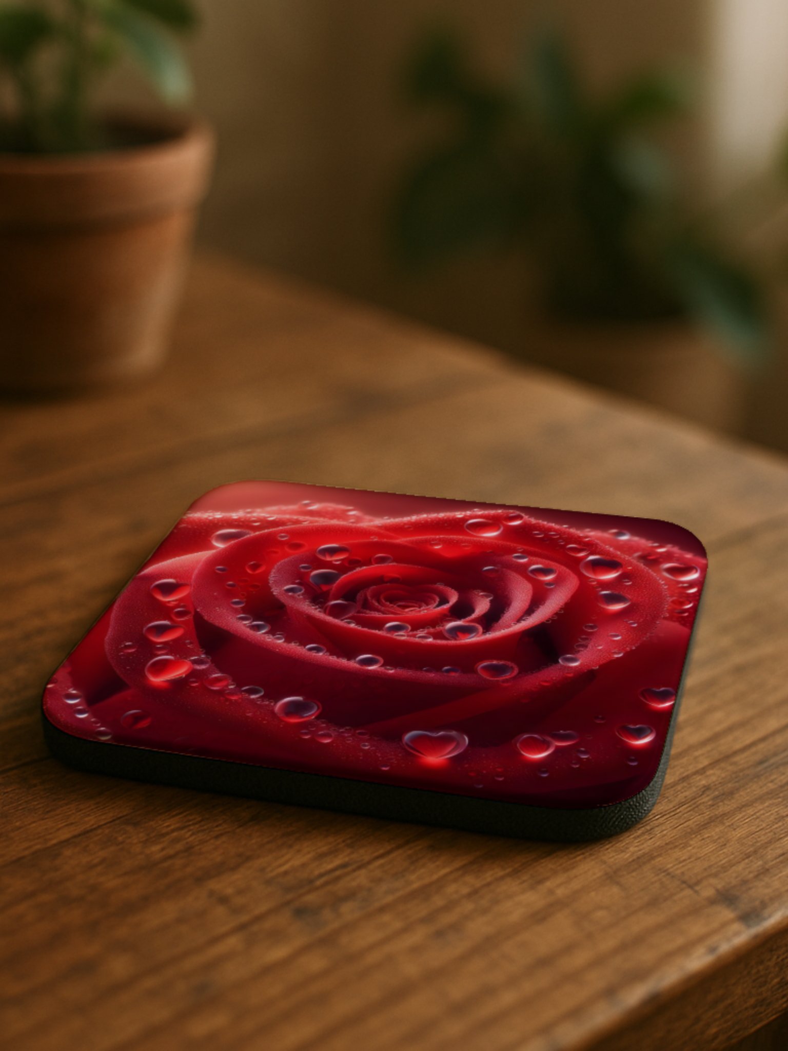 Red Rose Cork Coaster product image (1)