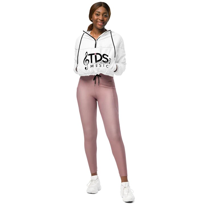 TDS Music Women's White Cropped Windbreaker Jacket - Lightweight & Water-Resistant | XS–2XL product image (1)