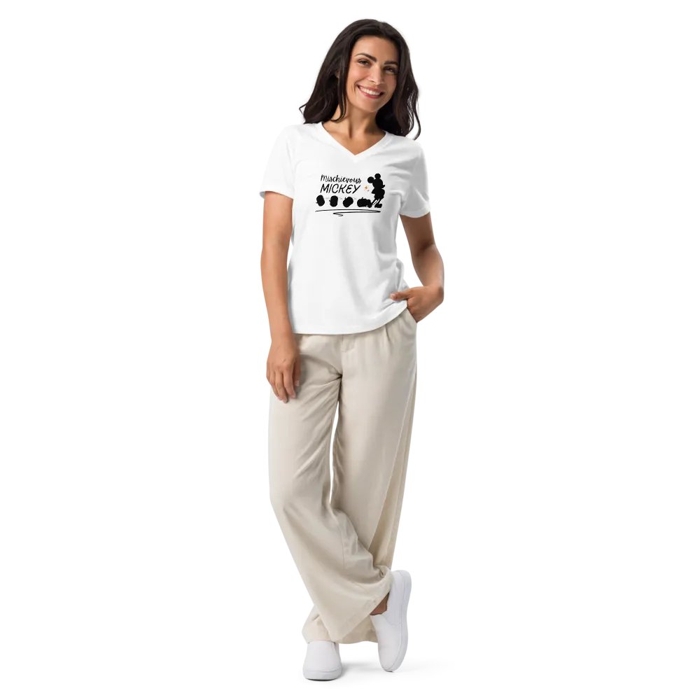 Mischievous Mickey Fall Women's V Neck Tee product image (9)