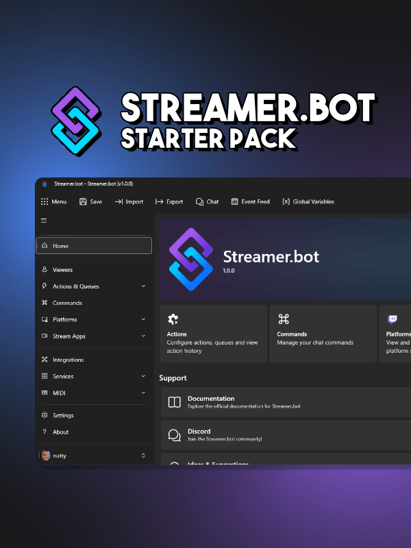 Streamer.bot Starter Pack | nutty
