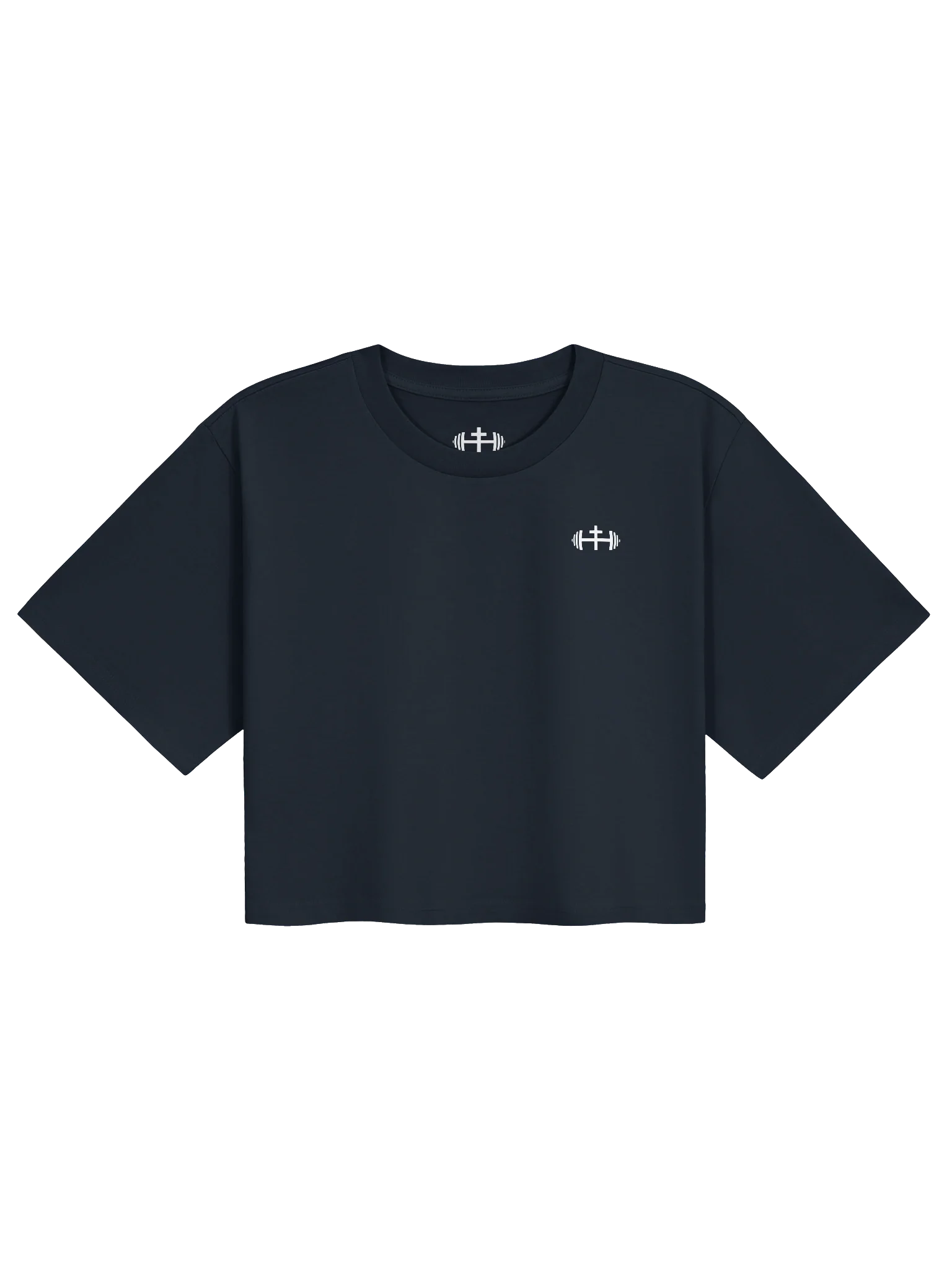 His House Womens Crop Top T-Shirt - Black/Navy by His House