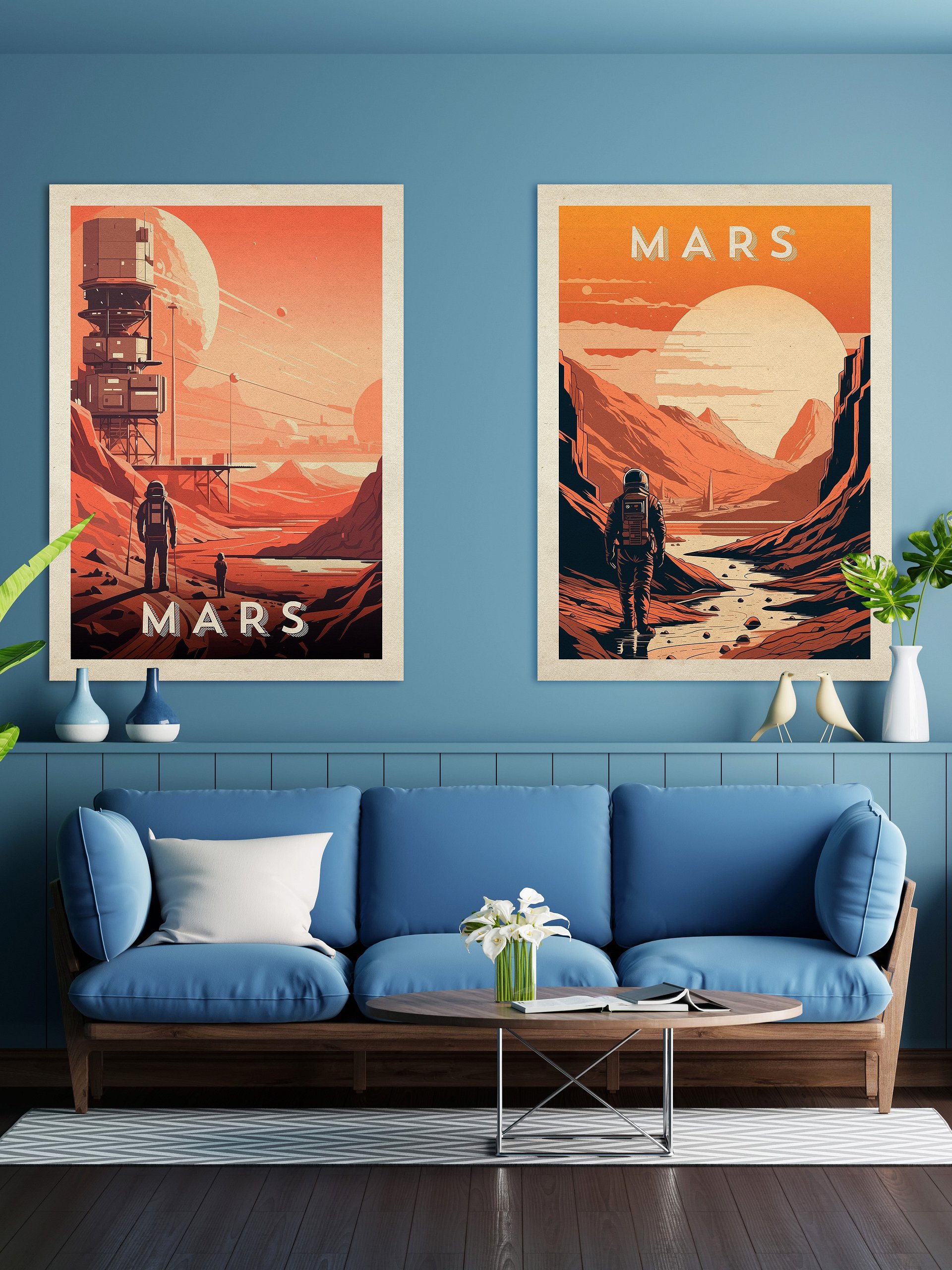Mars, colony, astronaut — Vintage space poster product image (2)