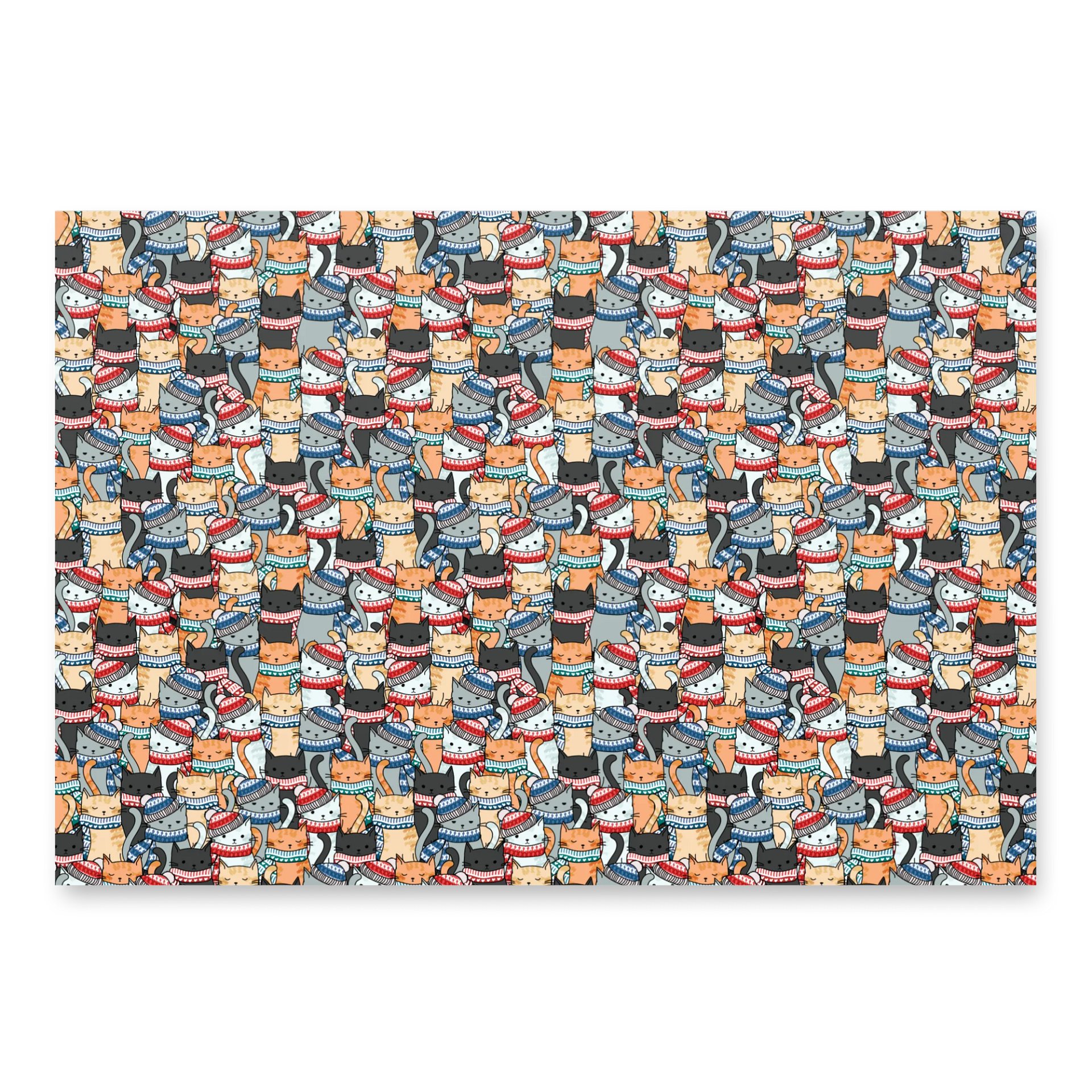 Cats in Winter Hats & Scarves Pattern Wrapping Paper, 3 Pack product image (2)