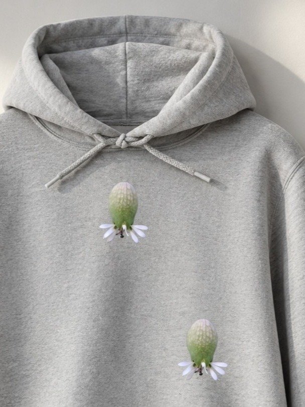 Minimalist Wildflower Hoodie | Soft Grey Botanical Hoodie from Original Macro Photo product image (4)