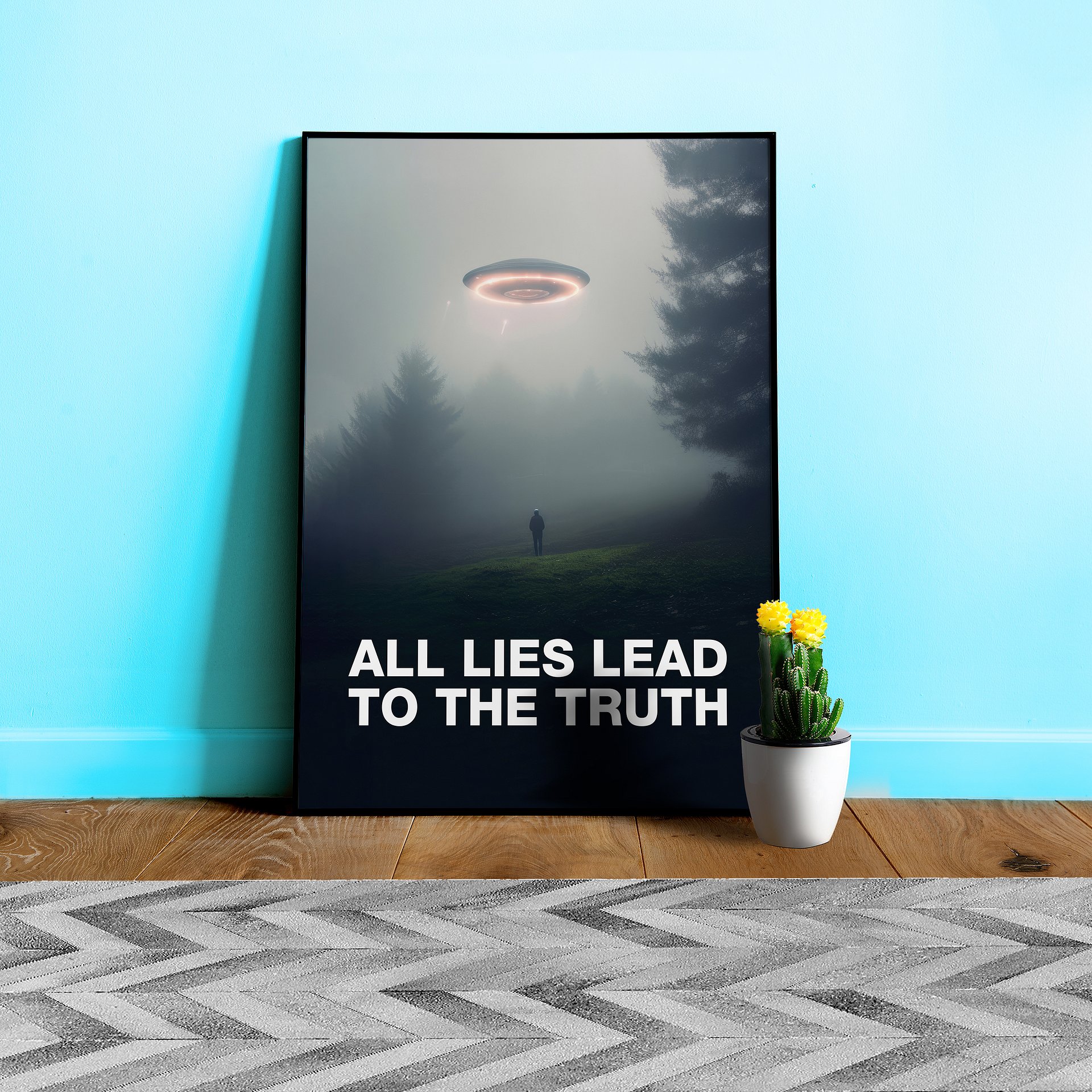 All Lies Lead to the Truth/The X-Files poster, S05E01 1997 — sci-fi poster, movie art, I want to believe poster, space print, aliens wall decor product image (1)