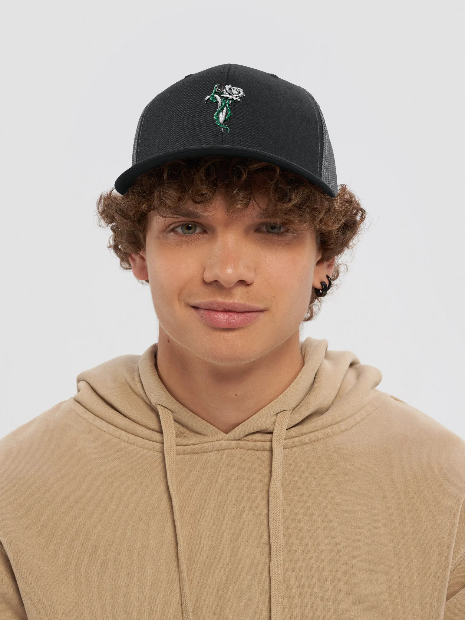 White V-Rose Trucker Hat product image (25)