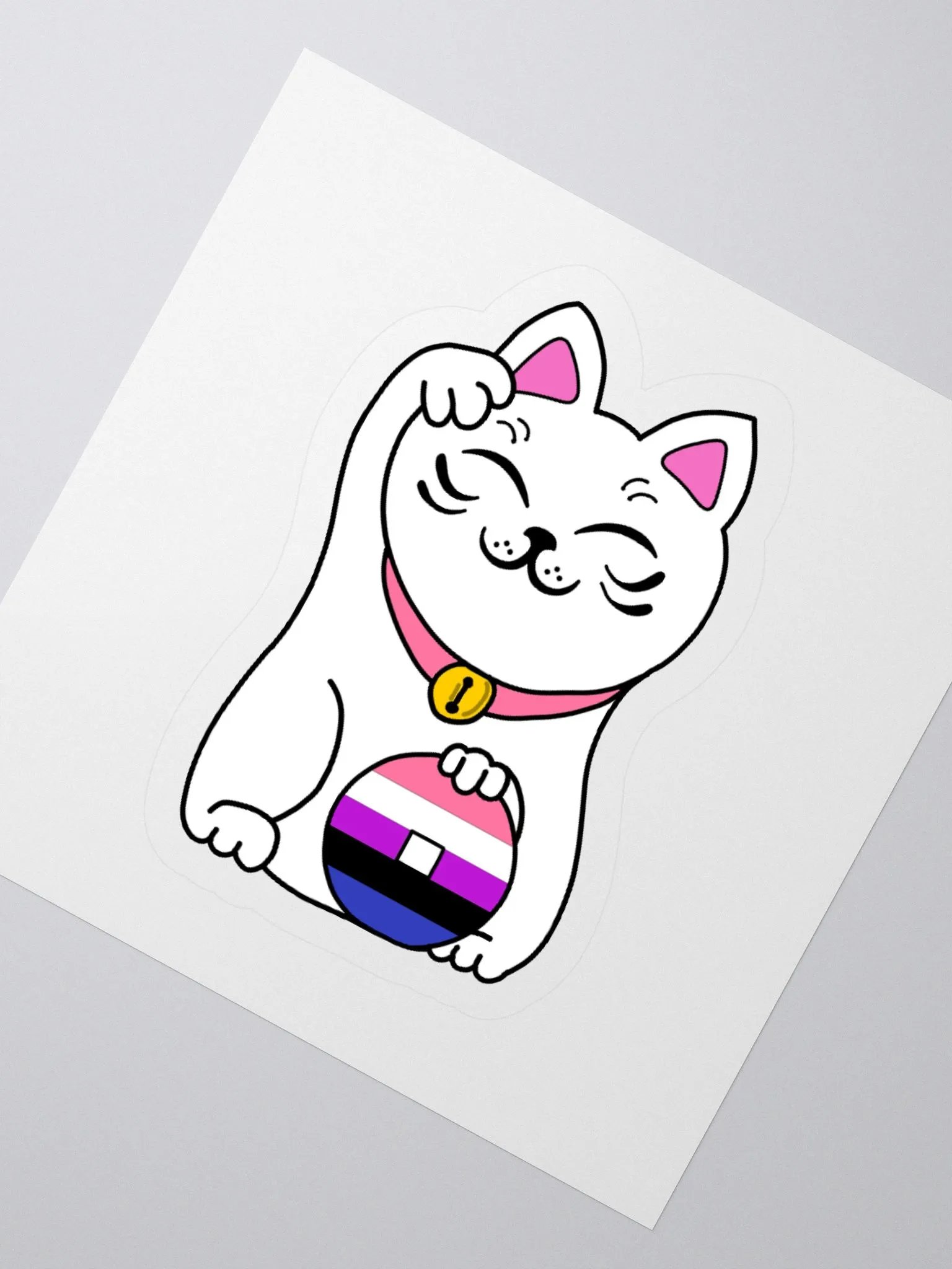 Maneki neko genderfluid pride sticker product image (4)