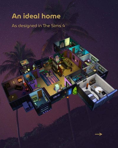 An ideal home, as designed in The Sims 4. I am not an architect but I do like floorplans as a hobby 🏡👩‍🦼