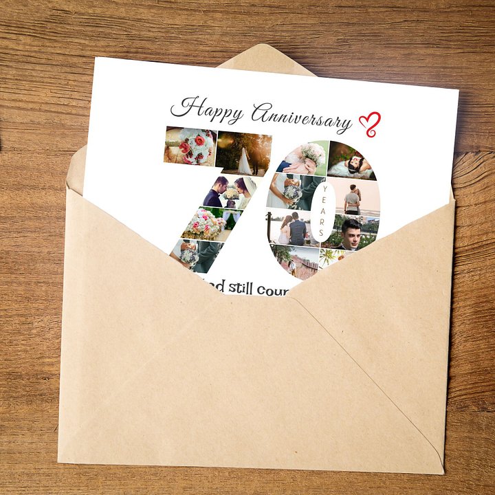 70 Year Anniversary Photo Card Editable Canva Template product image (2)