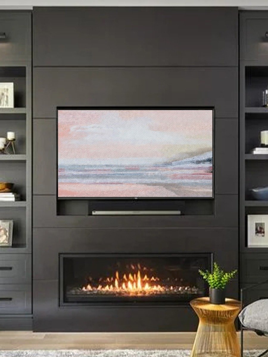 Samsung Frame TV Art Pink Pastel Abstract Landscape Oil Painting Screensaver Digital TV Background product image (6)