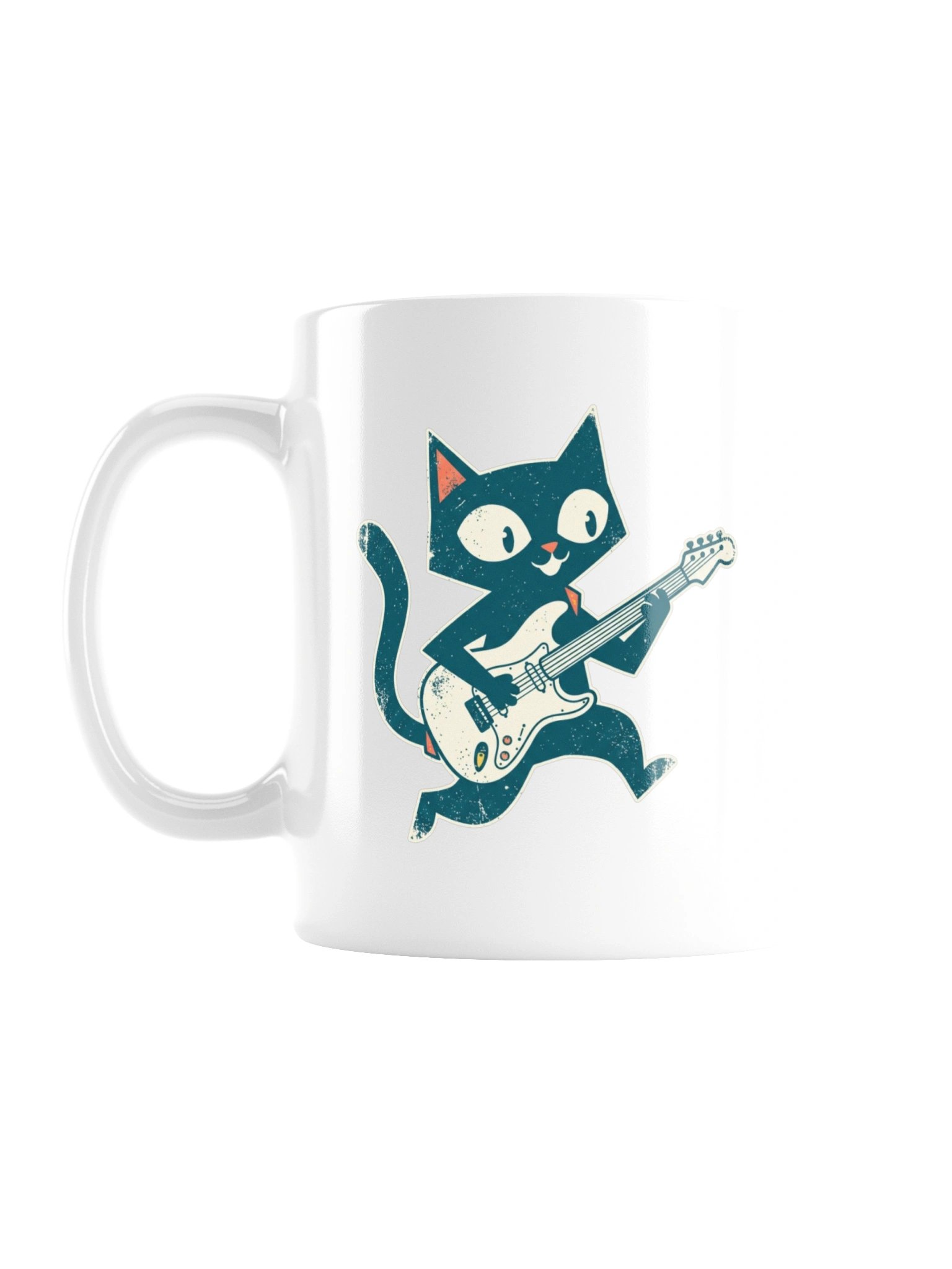 Retro Cat Playing Electric Guitar Mug – Vintage Rock Cat Coffee Mug, Funny Guitarist Gift for Cat Lovers product image (1)