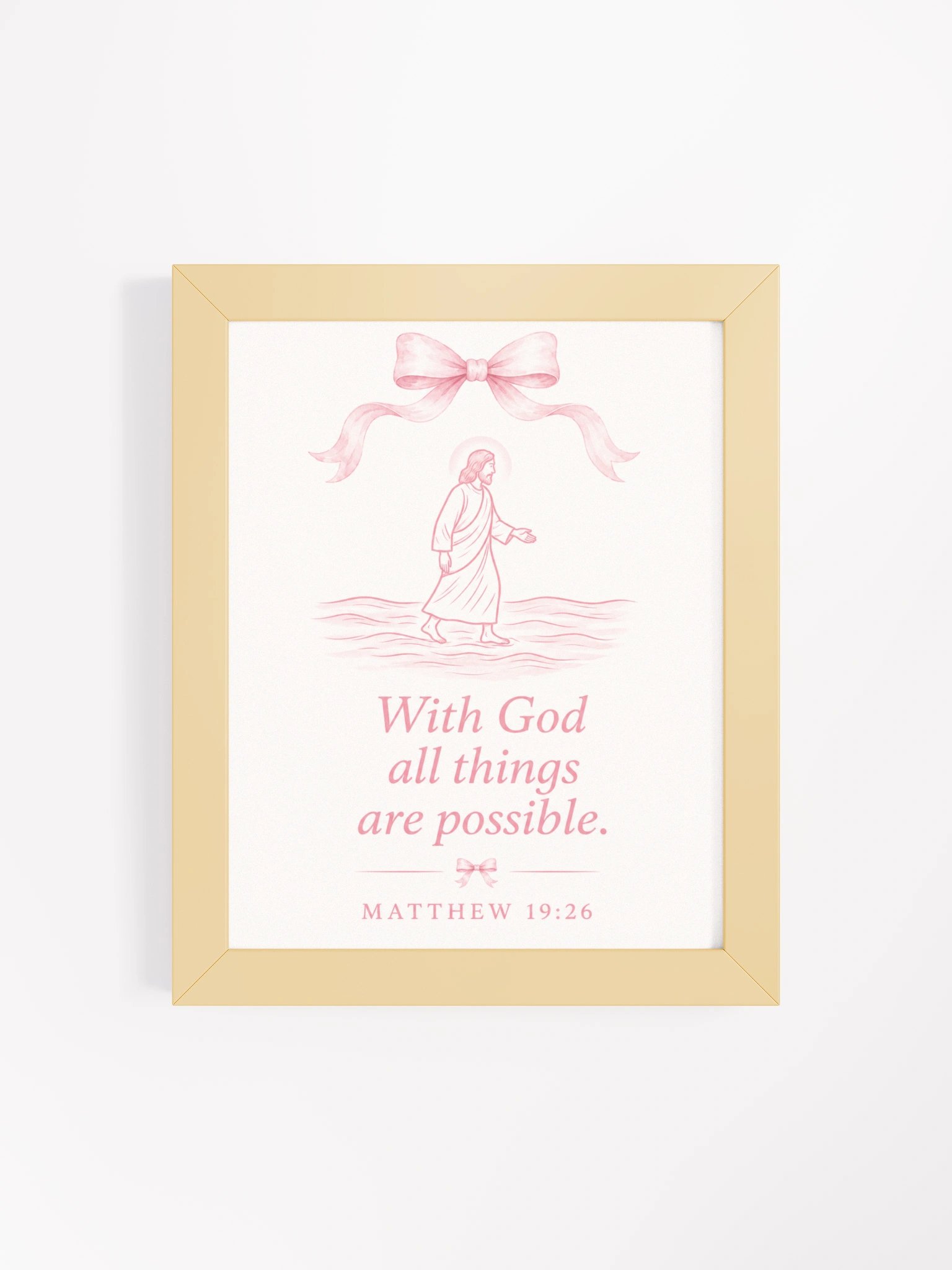 With God All Things Are Possible Matthew 19:26 | Pink Coquette Framed Christian Wall Art product image (4)