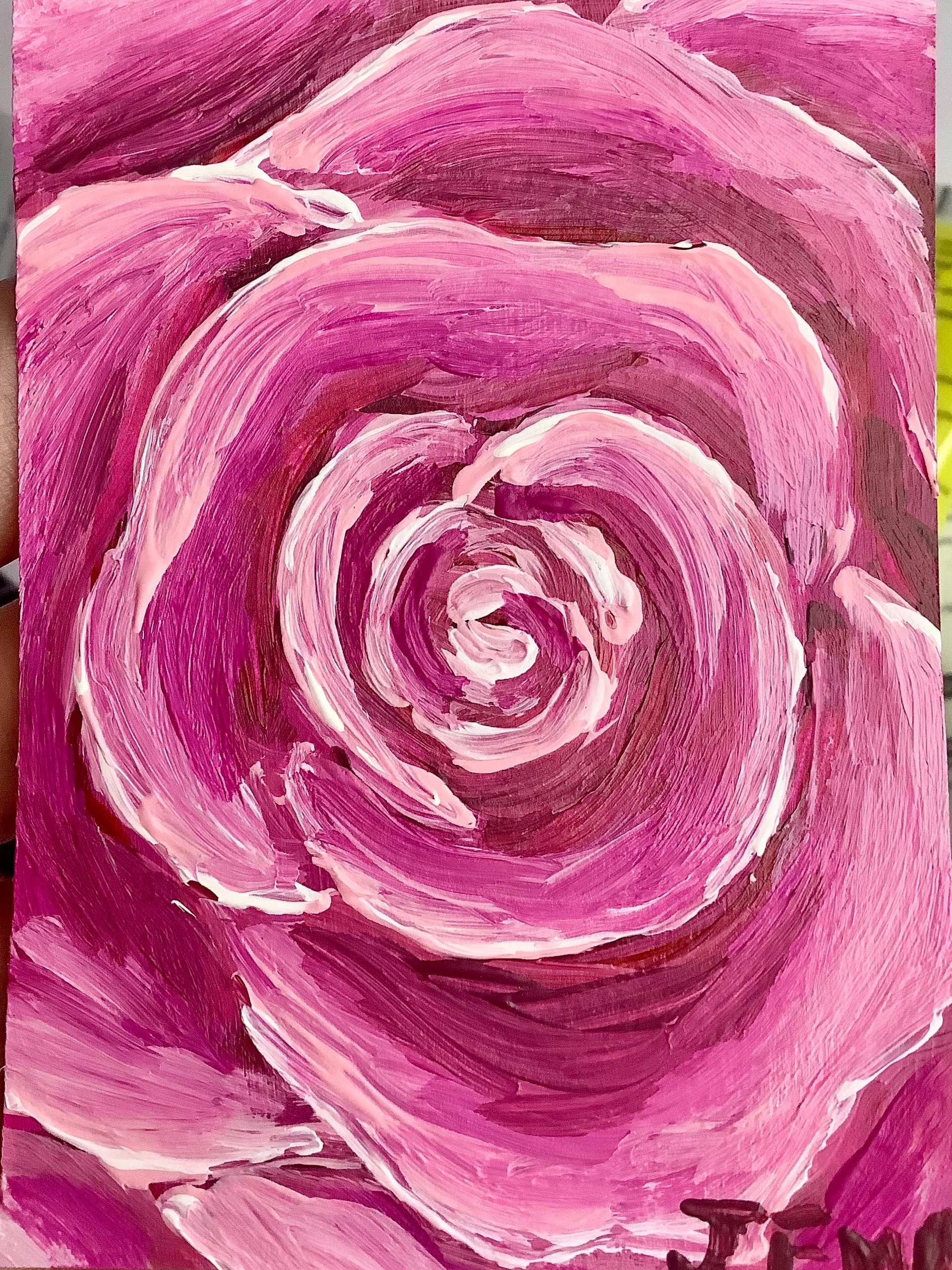 Rosy Rose ACEO Original Acrylic Painting product image (1)