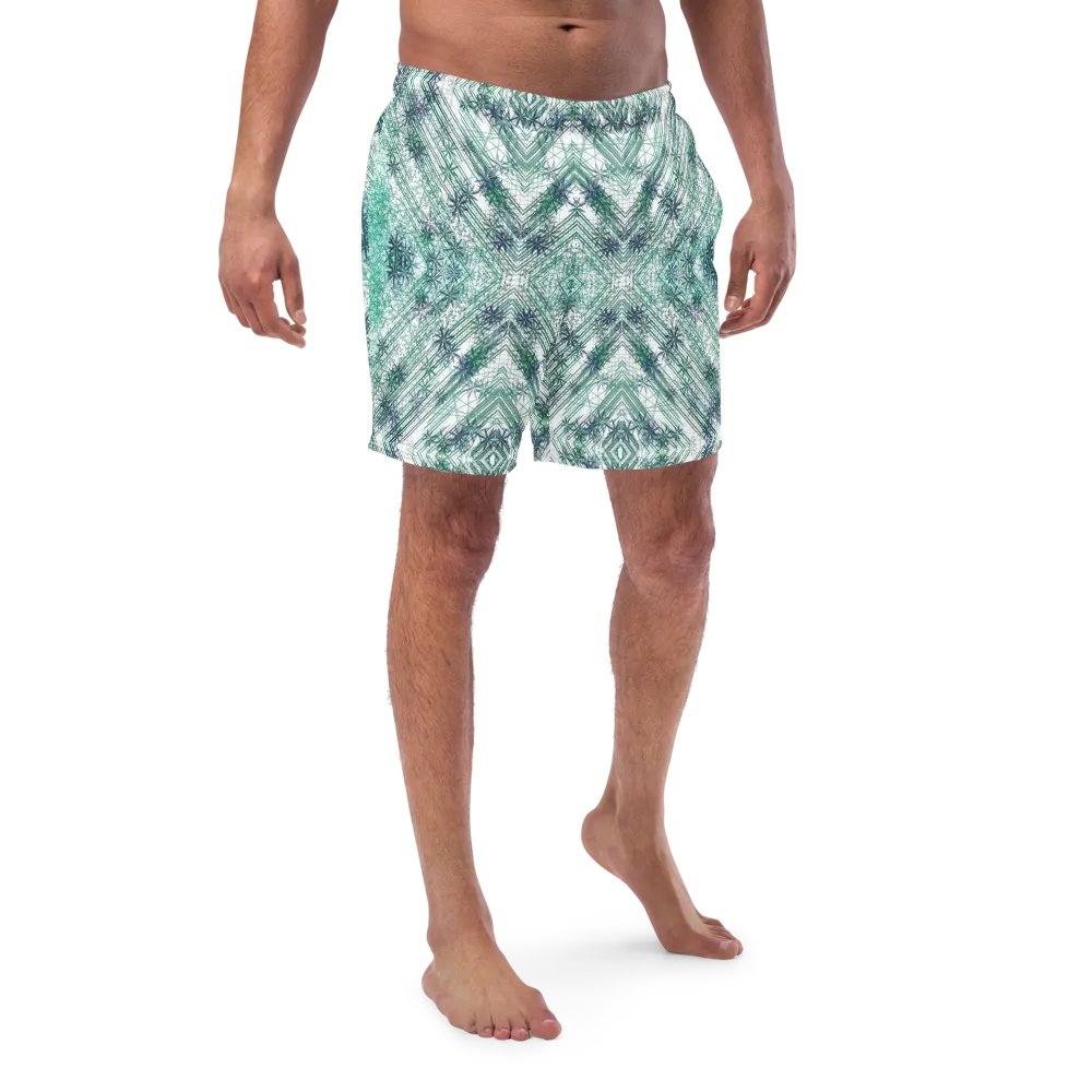 Shades Of Green Geometric Pattern Mens Swim Shorts product image (5)