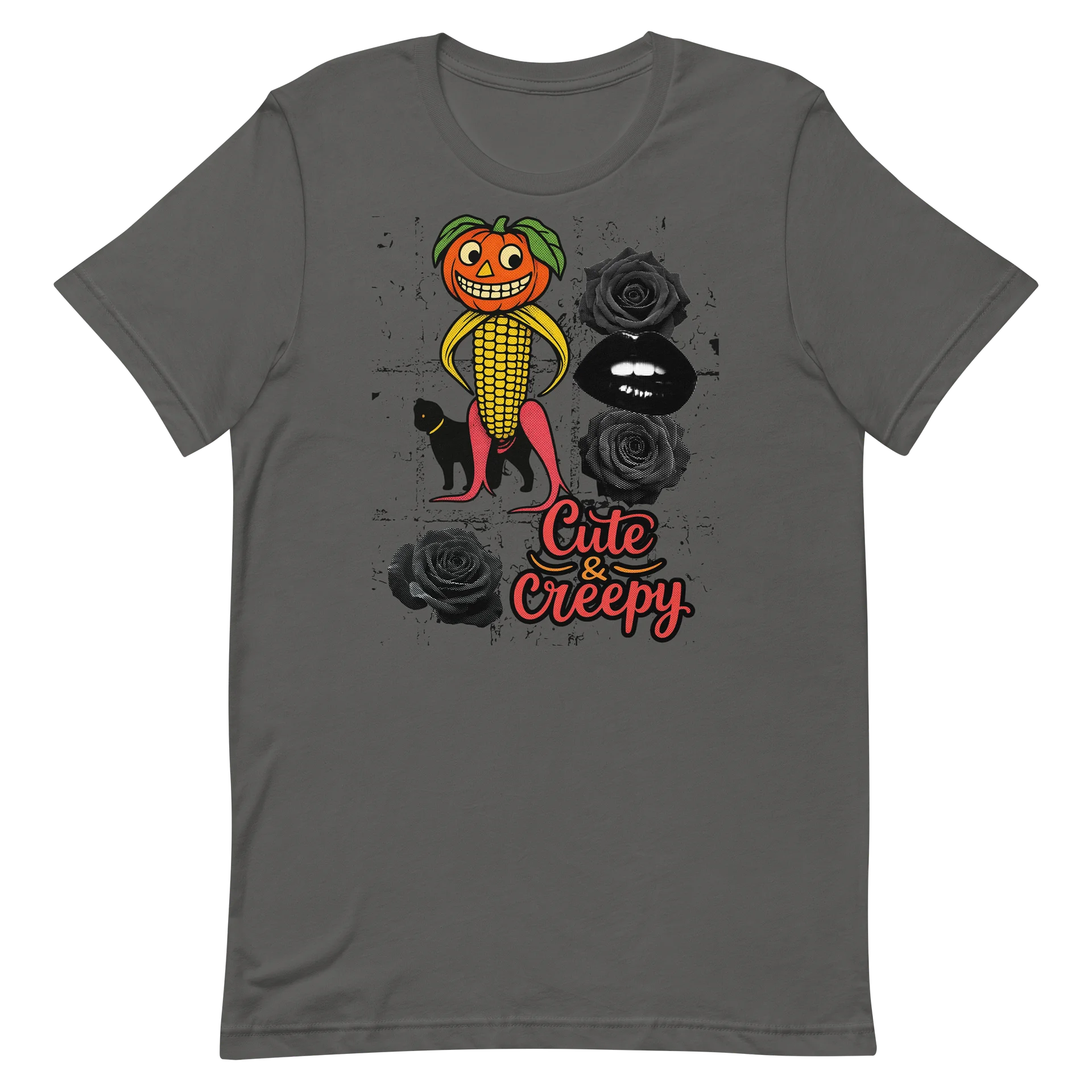 Cute & Creepy Pumpkin Rose Cat Tee product image (2)