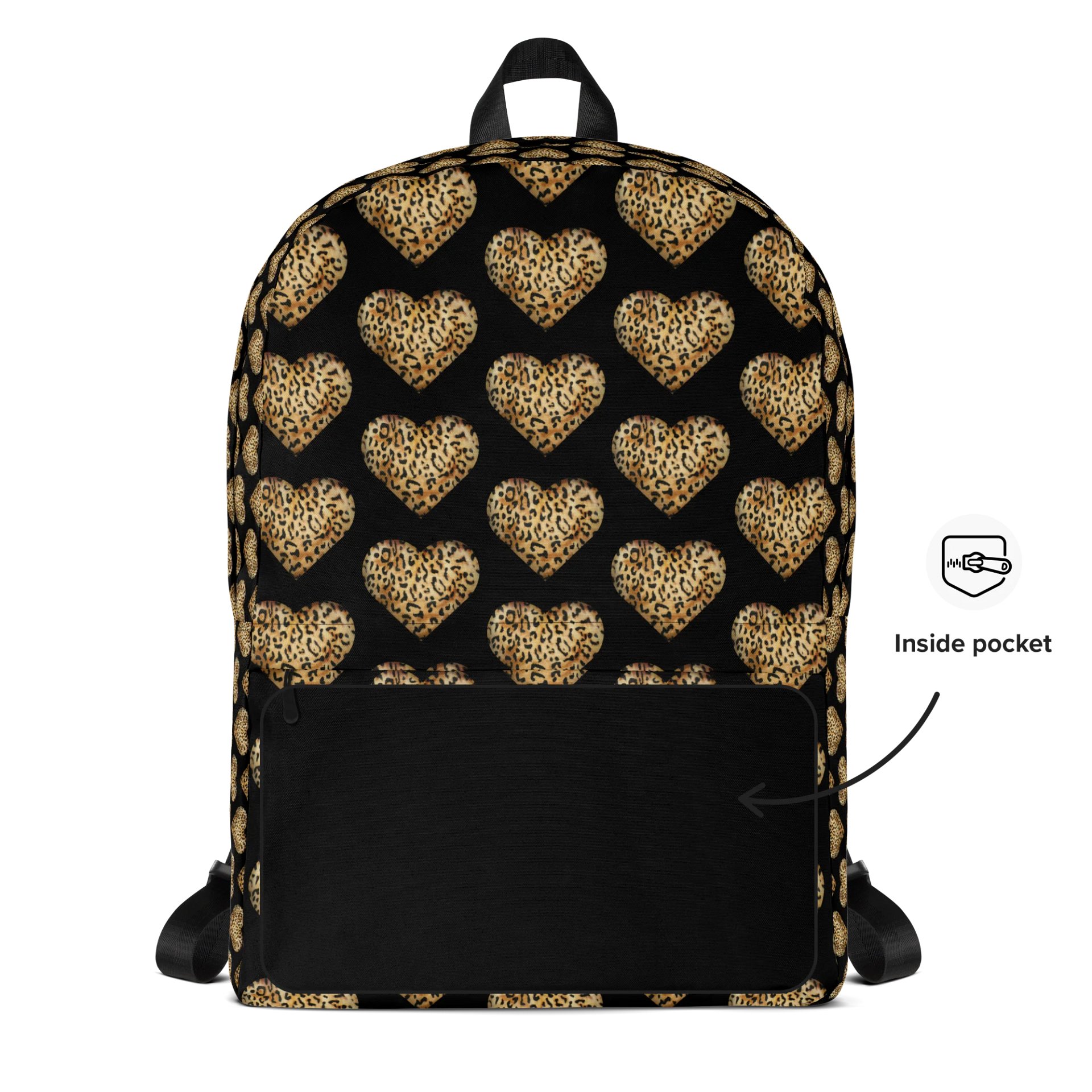 Leopard Skin Farbric Heart in Orange Gold - All-Over Print Backpack product image (7)