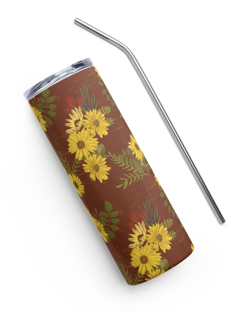 Helianthus Sunfllower 20-ounce Stainless Steel Tumbler with Straw - Red product image (6)