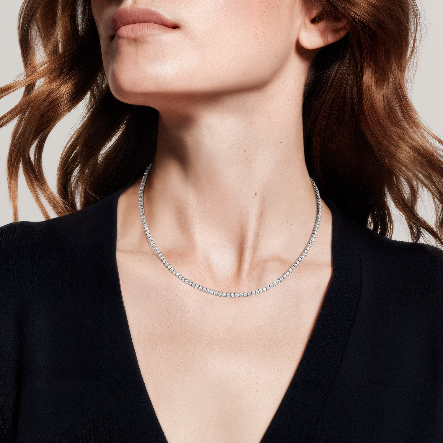 16 in. Perfect Three-Prong Diamond Tennis Necklace in 925 Sterling Silver product image (3)