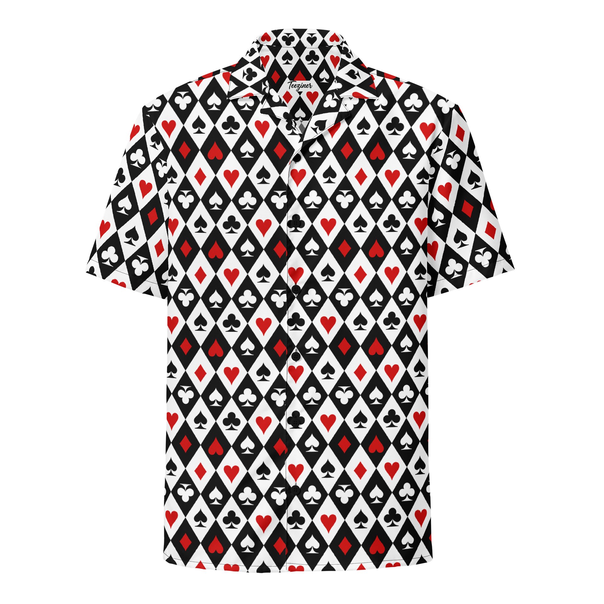 Retro Playing Card Suits Argyle All-Over Print Hawaiian Shirt product image (1)