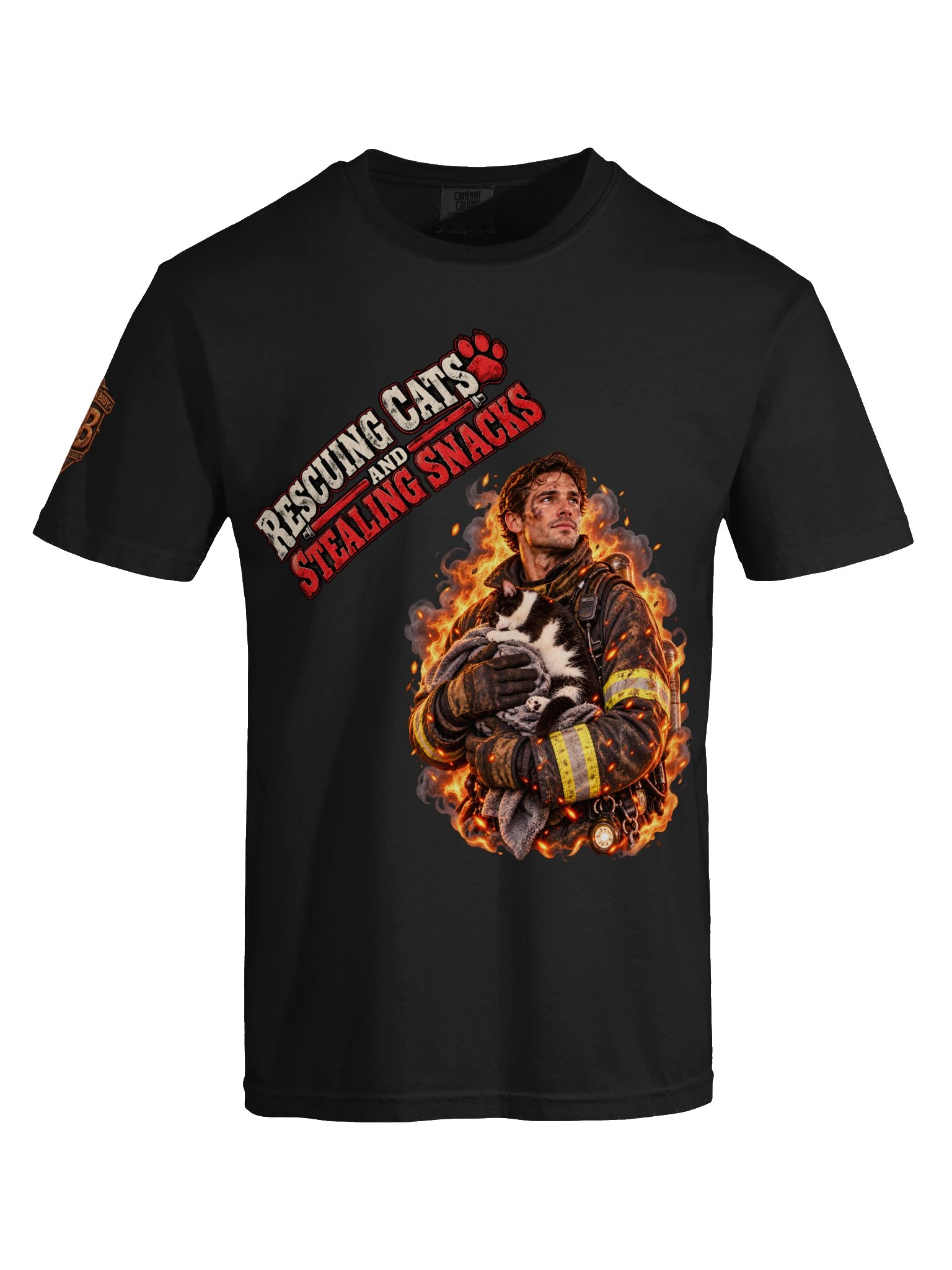 Funny Firefighter Shirt — Rescuing Cats & Stealing Snacks | Flat Out Broken™ product image (6)