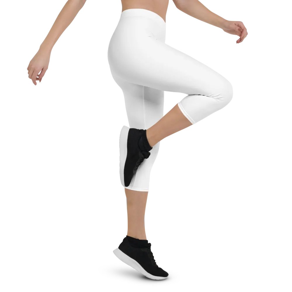 Zenith Women's White Capri Leggings with Mountain Logo product image (5)