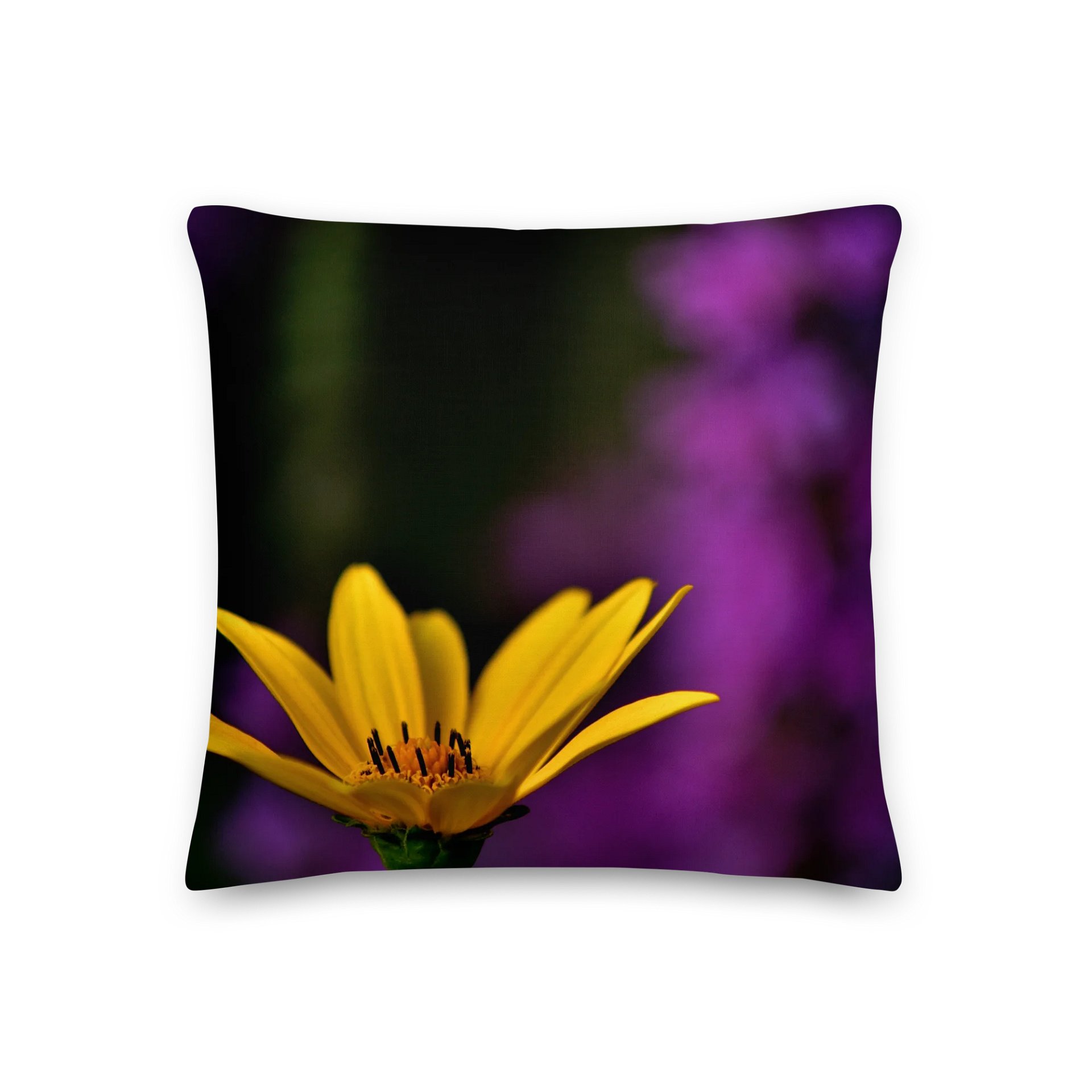 Premium pillow - Bright yellow blossom against a purple background product image (3)