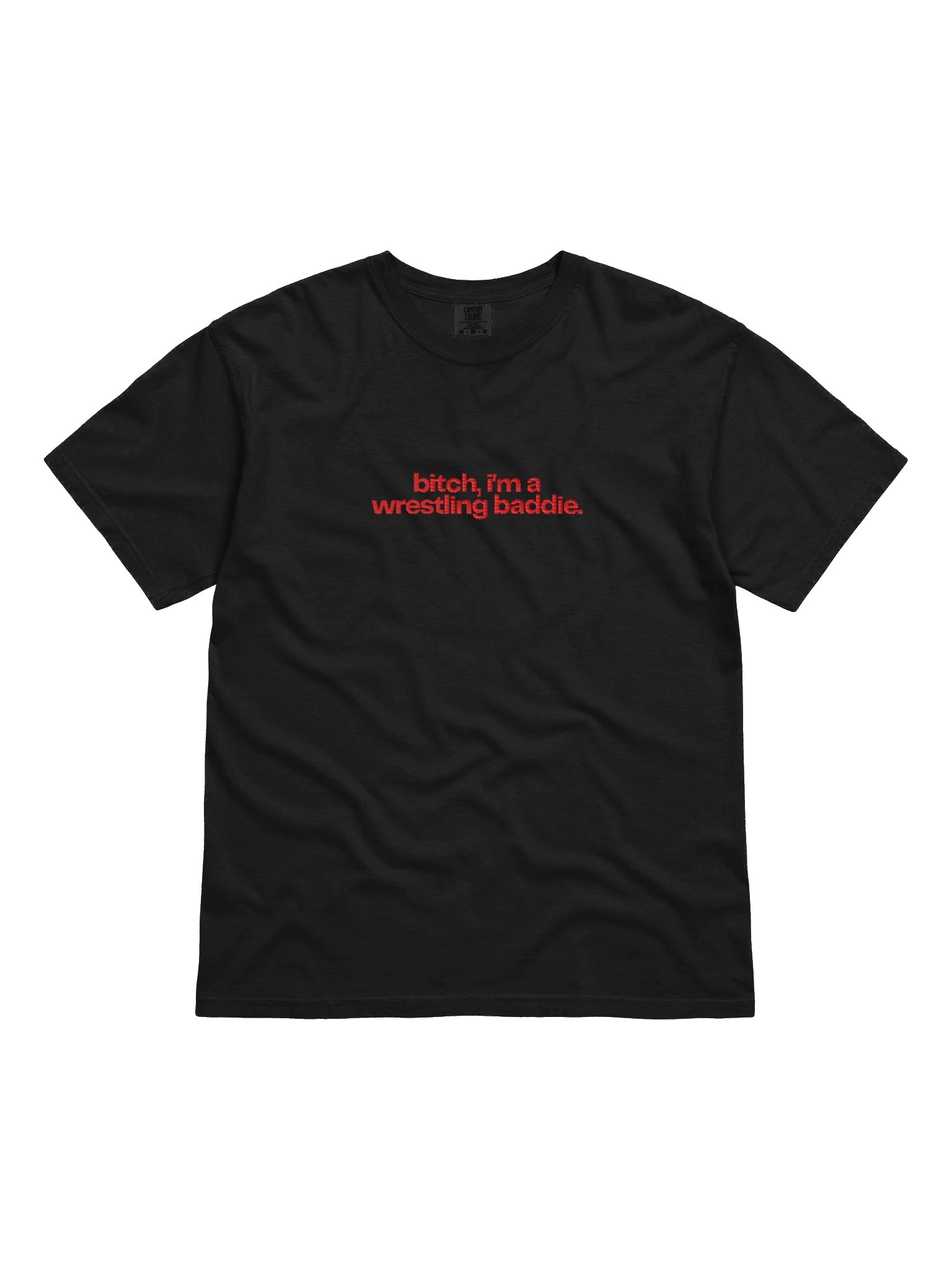 bitch, i'm a wrestling baddie embroidered short sleeved t-shirt (red font) product image (9)