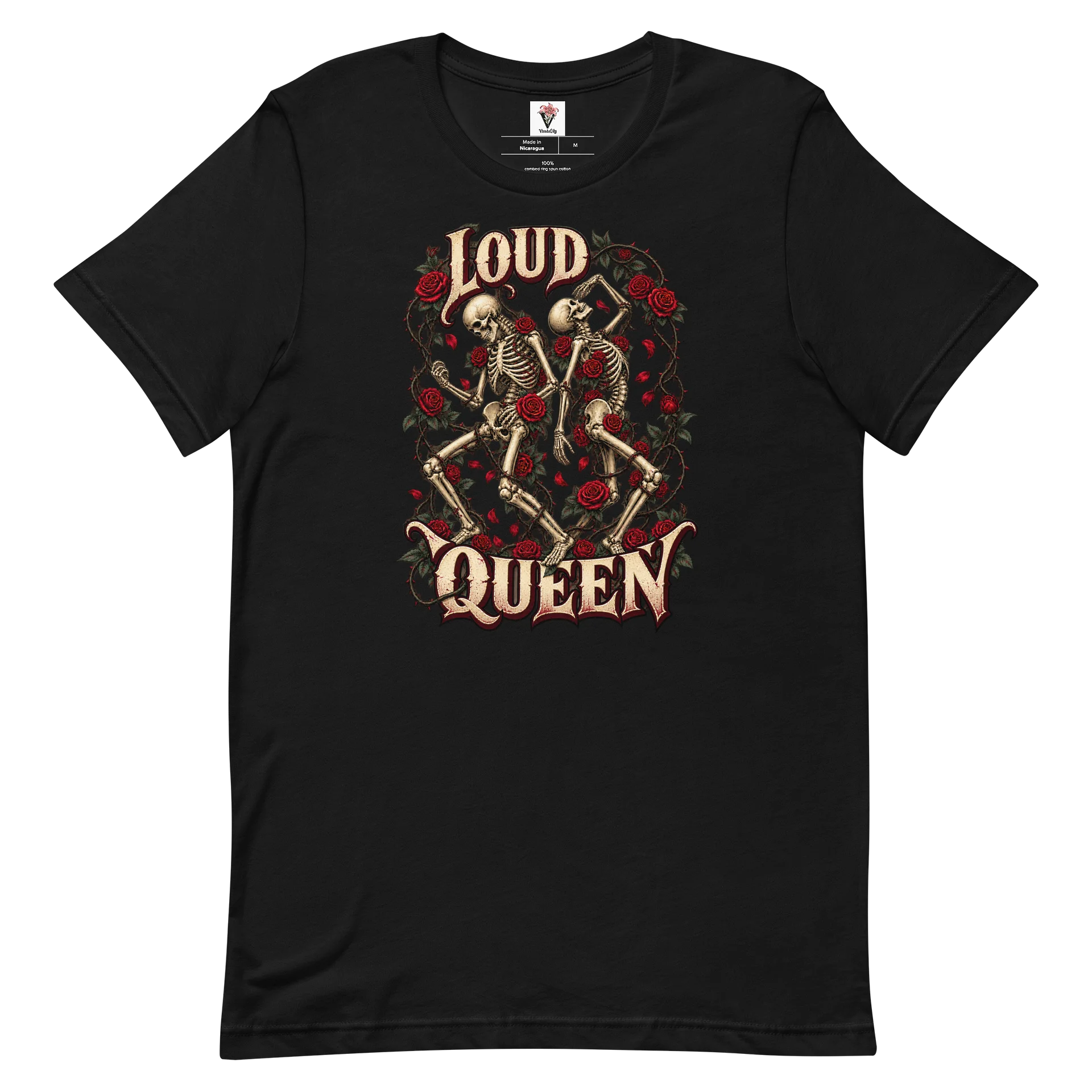 Loud Queen – Skeleton & Roses Statement Tee product image (6)