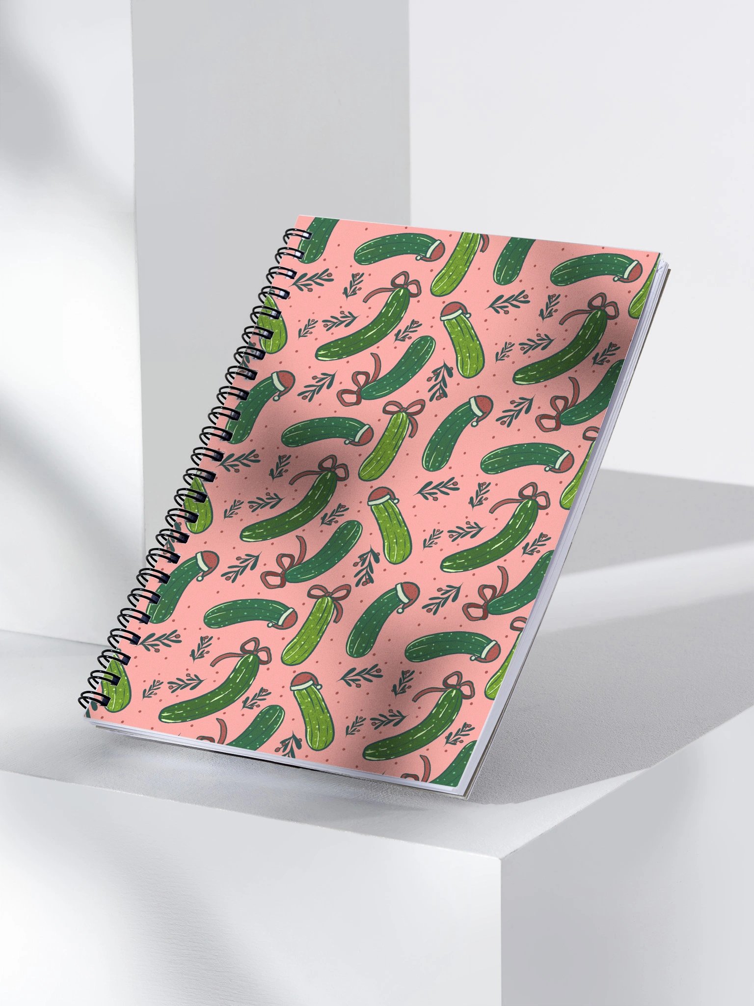Christmas Pickles Patterned Notebook, Pink product image (3)