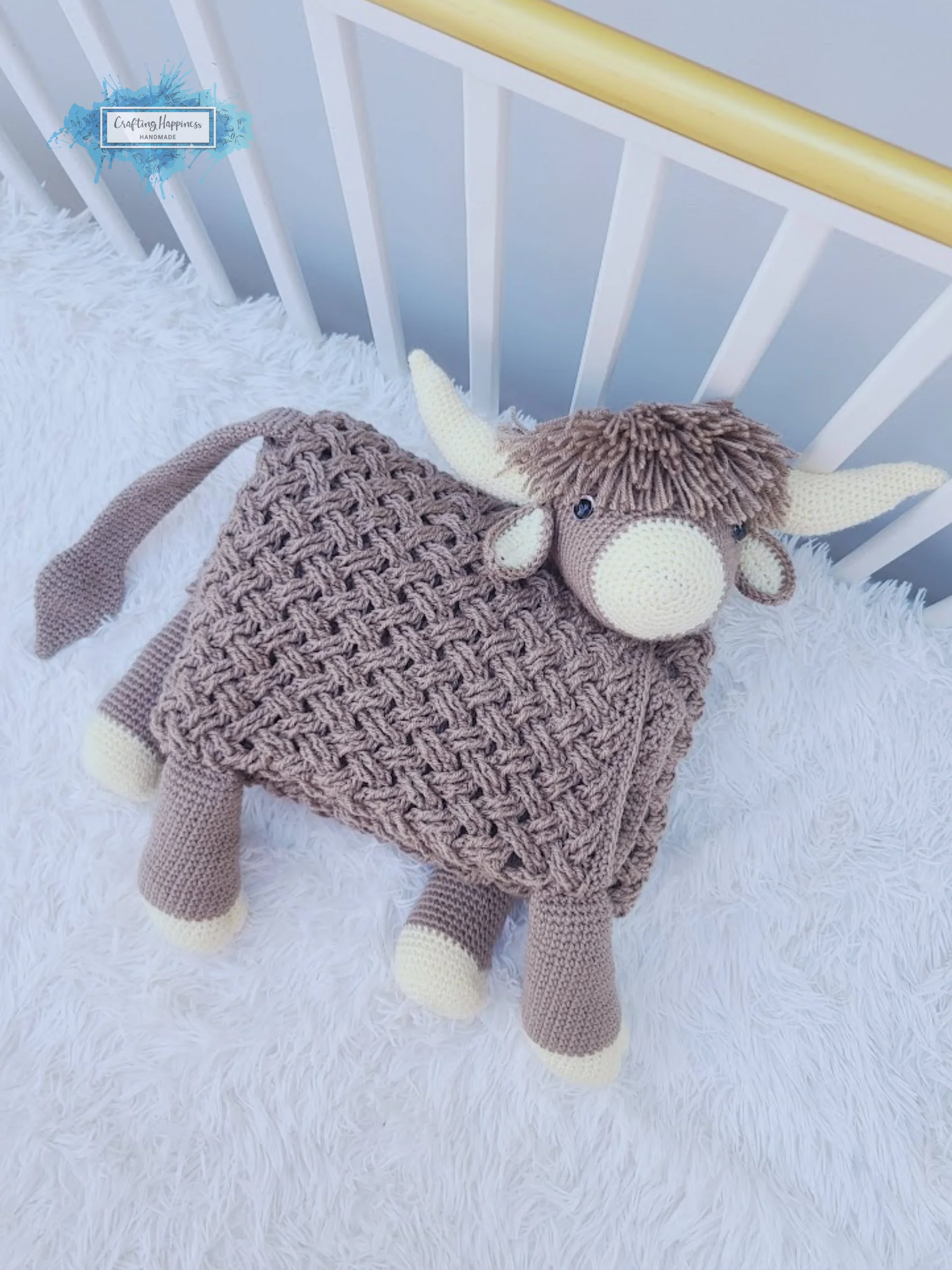 Highland Cow Crochet Baby Blanket Pattern | Scottish Afghan (PDF) product image (4)