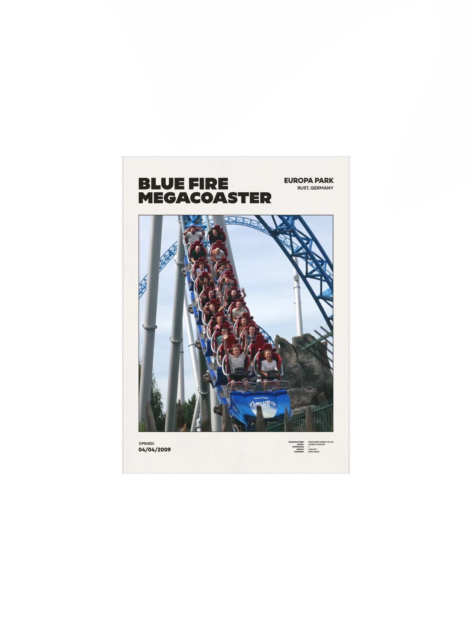 Blue Fire Megacoaster Drop Premium Poster product image (1)