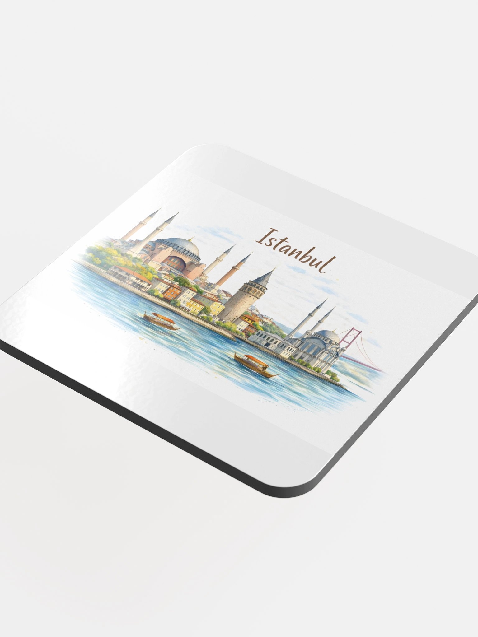 Istanbul Illustrated Glossed Cork Coaster product image (4)