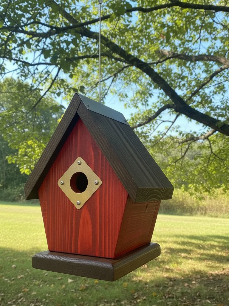 Handcrafted Chickadee & Wren House | Solid ¾” Pine Birdhouse with Copper Portal & Metal Ridge Cap | Rustic Outdoor Garden Décor product image (4)