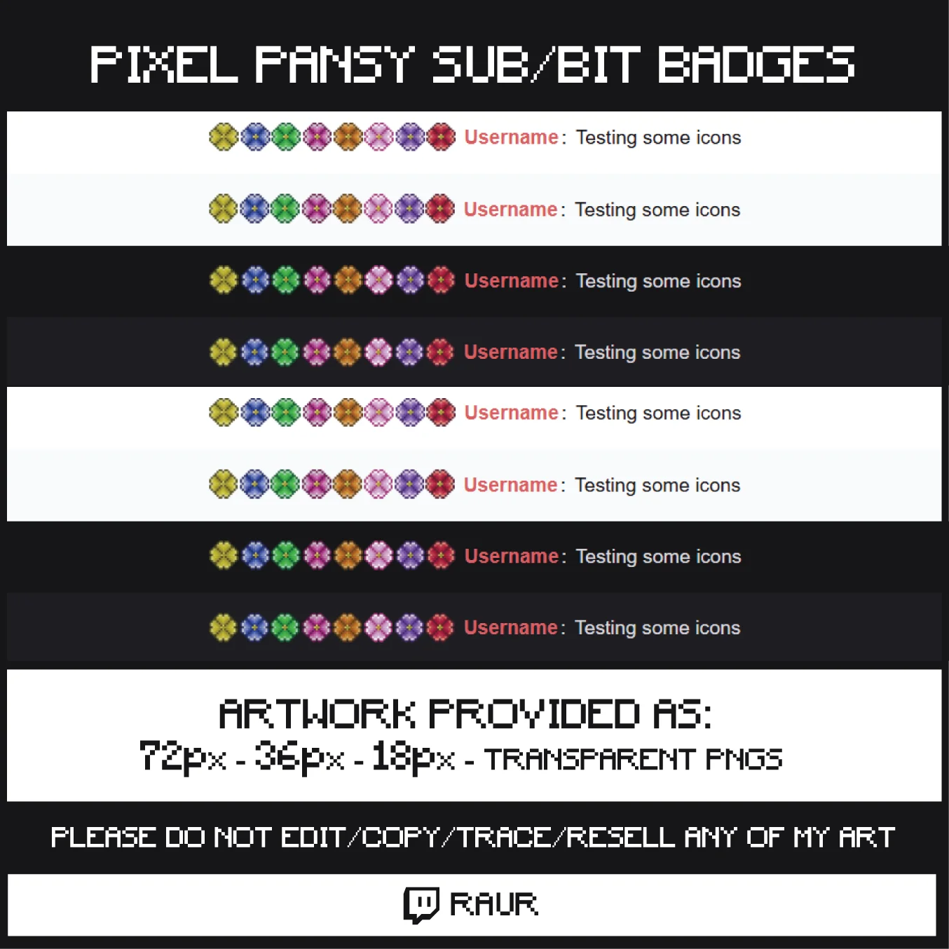 Twitch Pixel Pansies - Sub/Bit Badges product image (2)