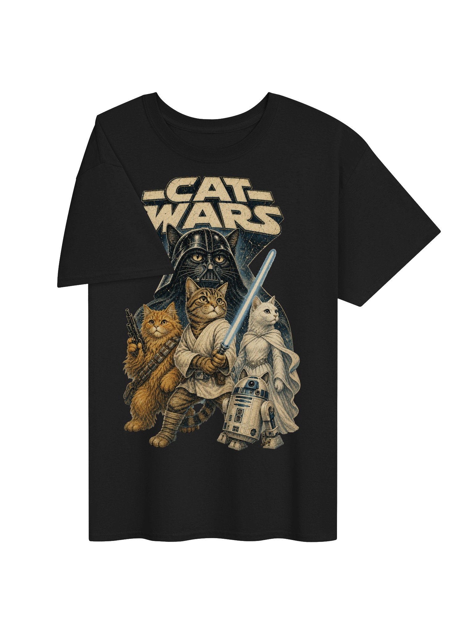 Cat Wars Vintage 90s Graphic shirt , Retro Space Cat , Funny Cat Warrior tee product image (8)