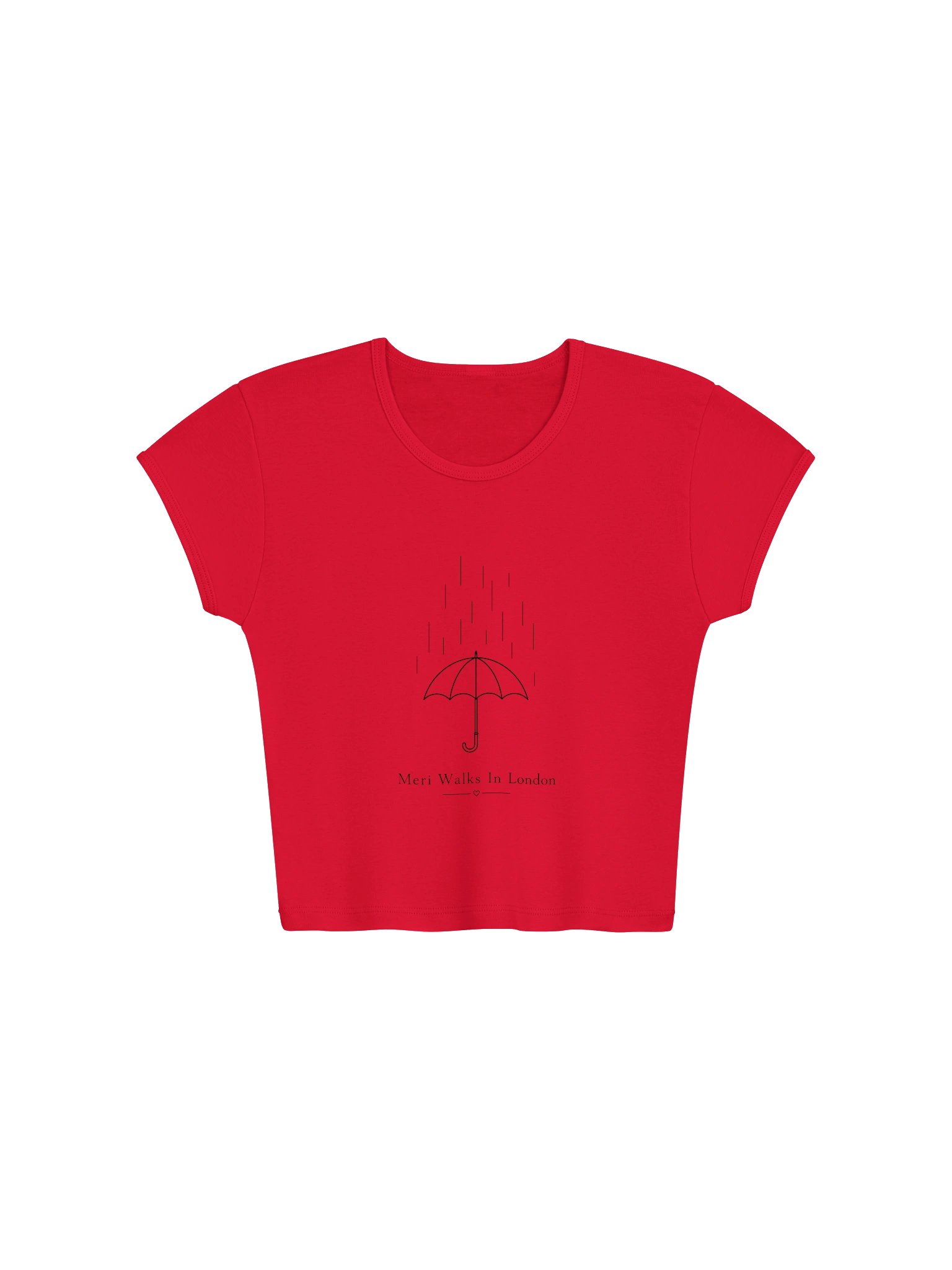 LA Apparel Womens Ribbed Baby Tee Crop Top | Minimal Umbrella Design W product image (1)