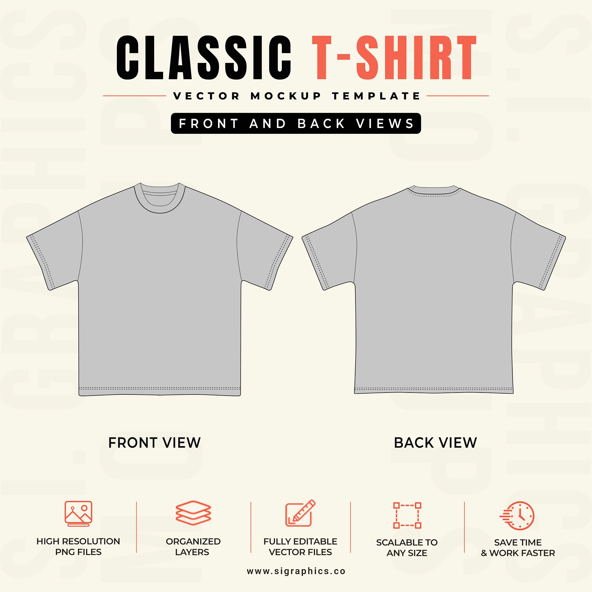 Classic T-Shirt Vector Mockup Template – Front & Back Flats product image (2)