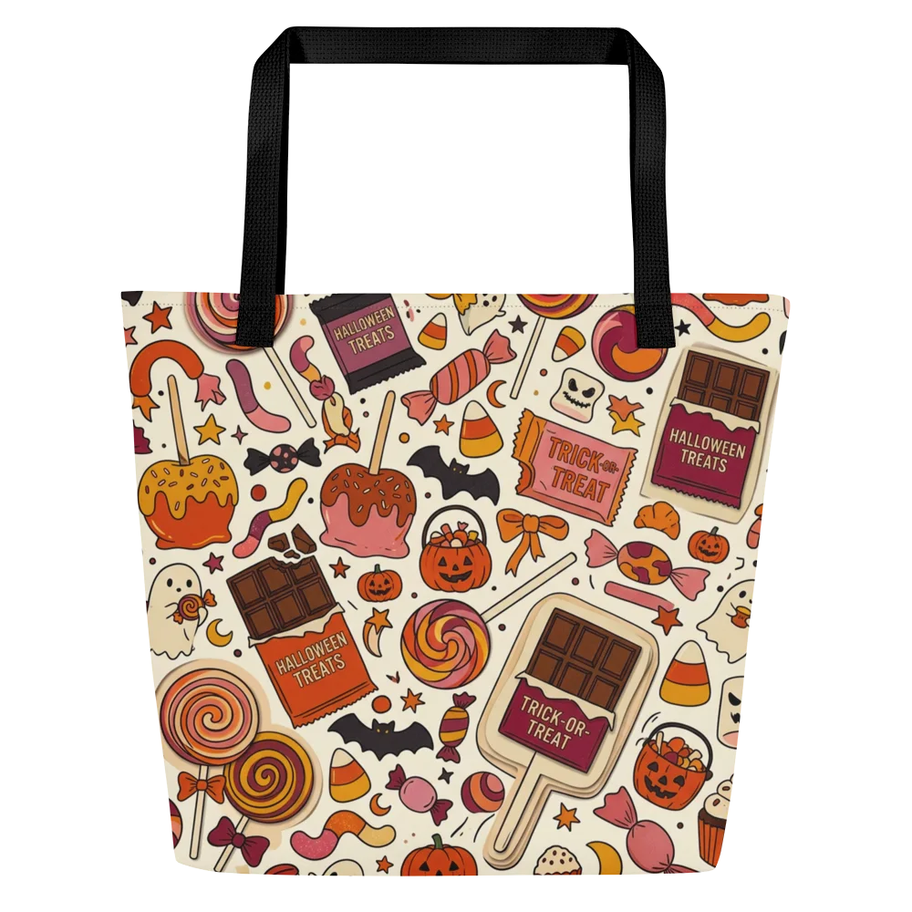 MINAY Vintage Halloween Treats All-Over-Print Tote Bag | Retro Candy Bag & Reusable Shopper product image (1)