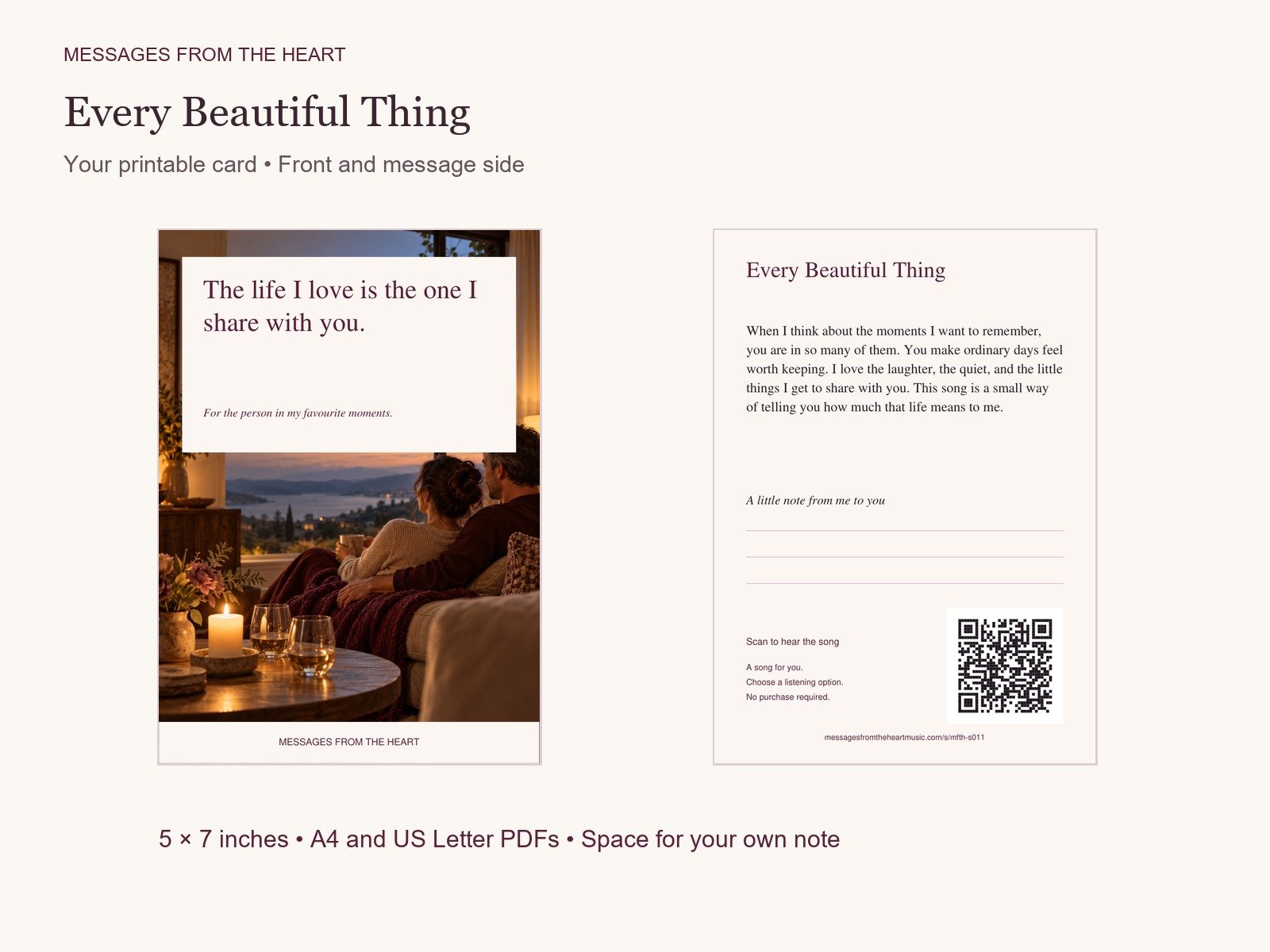 Every Beautiful Thing — Printable Song Gift product image (2)