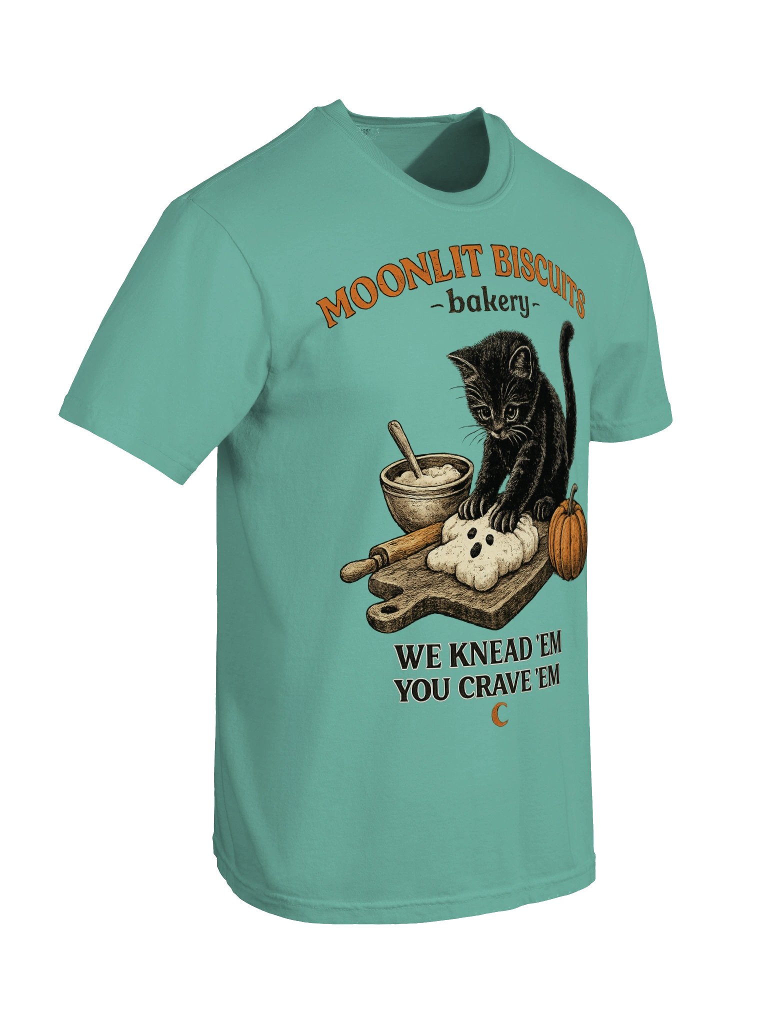 Moonlit Biscuits Cat Graphic Tee | Cozy Black Cat Bakery Shirt product image (6)