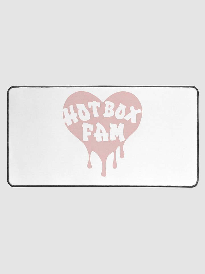 HOT BOX FAM TRANSPARENT PALE PINK HEART LOGO DESK MAT product image (1)