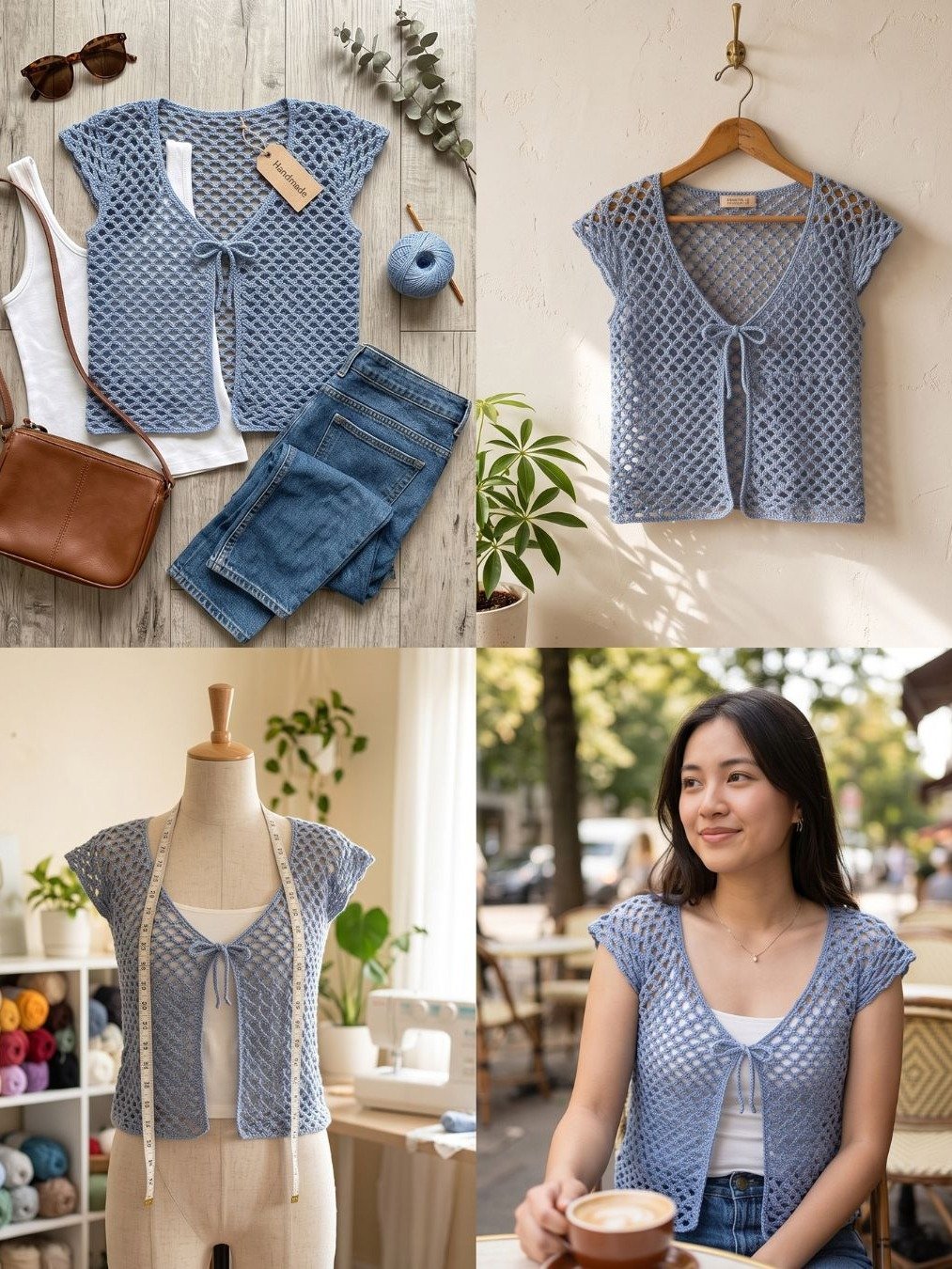 Mesh Crochet Shrug Pattern – Tie Front Crochet Bolero Top + Video Tutorial product image (2)
