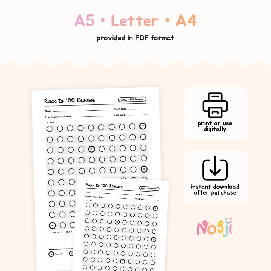 Race to 100 Reviews Printable Review Tracker product image (2)