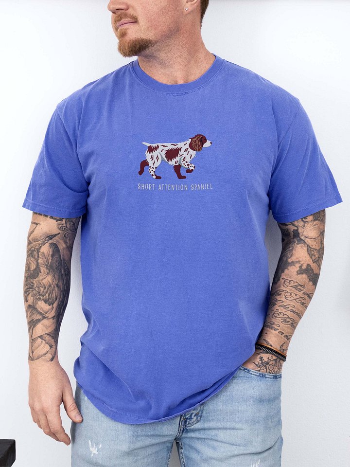 Short Attention Spaniel T-Shirt(Embroidered) of a Working Cocker Spaniel(Liver & White) product image (2)